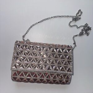 Aldo Silver Geometric Clutch